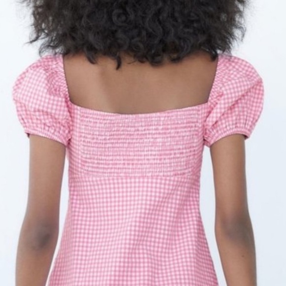 Zara Pink checkered gingham Dress Small - Picture 3 of 12